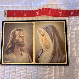 Vintage Jesus and Mary plaque